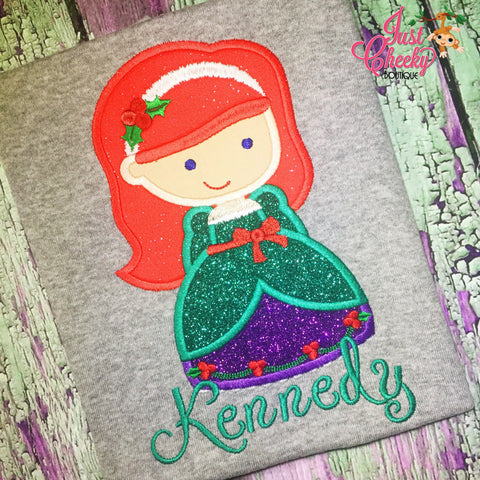 Ariel Christmas Cutie Embroidered Shirt - The Little Mermaid - Under the Sea - Disney Princess - Disney Christmas Vacation -