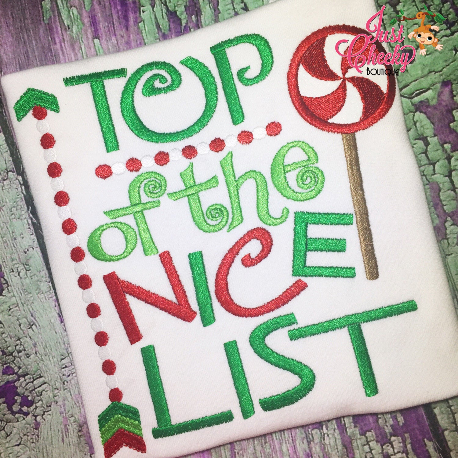 Top of the Nice List Embroidered Shirt - Christmas Shirt - Girls Christmas Shirt - Boys Christmas Shirt