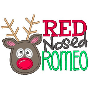 SAMPLE SALE, Red Nosed Romeo Embroidered Shirt - Christmas Shirt - Girls Christmas Shirt - Boys Christmas Shirt