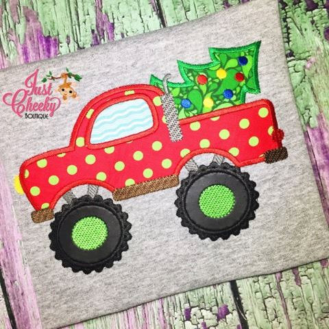 Monster Truck Christmas Tree Shirt - Southern Christmas Shirt - Christmas Truck- Kids Christmas Shirt - Boys Christmas Shirt