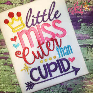 Little Miss Cuter Than Cupid -  Valentine's Day Embroidered Shirt - Girls Valentine's  Shirt - Boys Valentine's Shirt - Februar