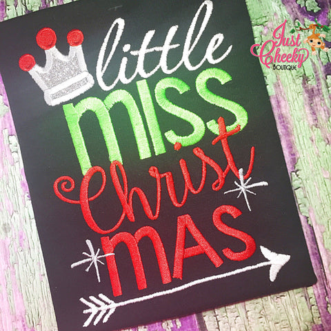 Little Miss Christmas Embroidered Shirt - Christmas Shirt - Girls Christmas Shirt - Boys Christmas Shirt