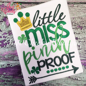 Little Miss Pinch Proof - Kids St Patrick's Day Embroidered Shirt - St Patty's Day - Girls and Boys St Patrick's Shirt