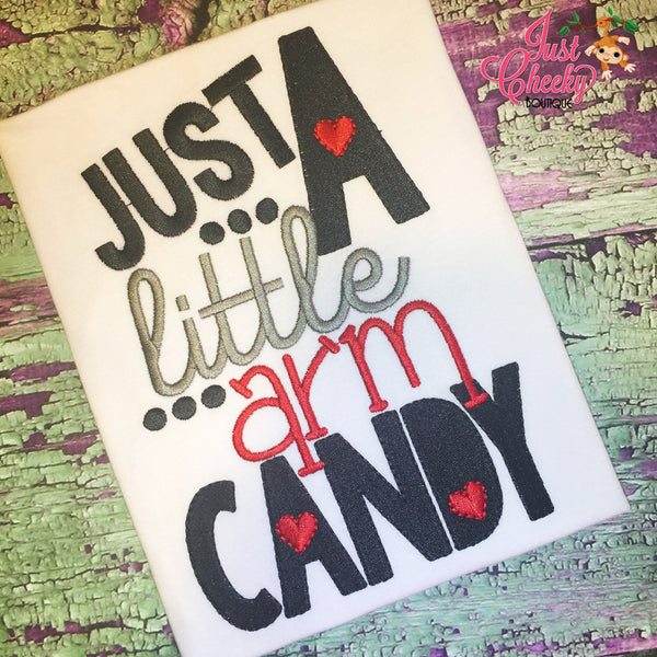 Just a Little Arm Candy -  Valentine's Day Embroidered Shirt - Girls Valentine's  Shirt - Boys Valentine's Shirt - February 14