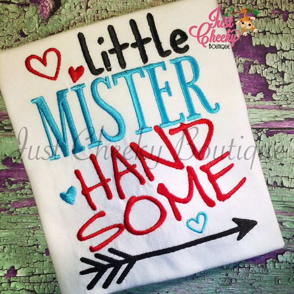 Little Mister Handsome -  Valentine's Day Embroidered Shirt - Girls Valentine's  Shirt - Boys Valentine's Shirt - February 14