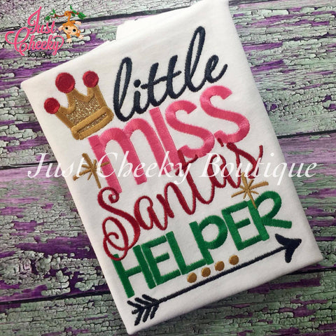 Little Miss Santa's Helper Embroidered Shirt - Christmas Shirt - Girls Christmas Shirt - Boys Christmas Shirt