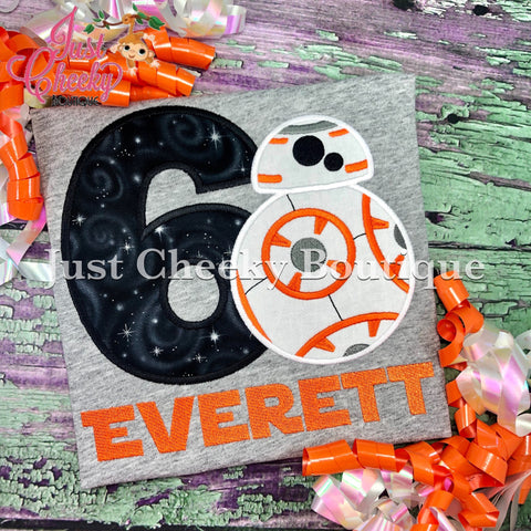 BB8 Inspired Birthday Shirt - Star Wars Inspired - Kids Embroidered Shirt - Force Friday Shirt -Star Wars Birthday Shirt -BB8 Birthday Shirt