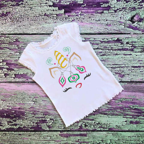 SAMPLE SALE, Ornaments Deer Unicorn Embroidered Christmas Shirt-Kids Christmas Shirt -Girls Christmas Shirt -Unicorn Christmas