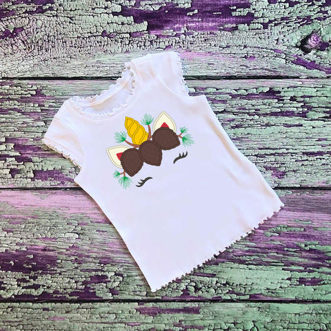 SAMPLE SALE, Christmas Pinecone Unicorn Embroidered Christmas Shirt-Kids Christmas Shirt -Girls Christmas Shirt -Unicorn Christmas