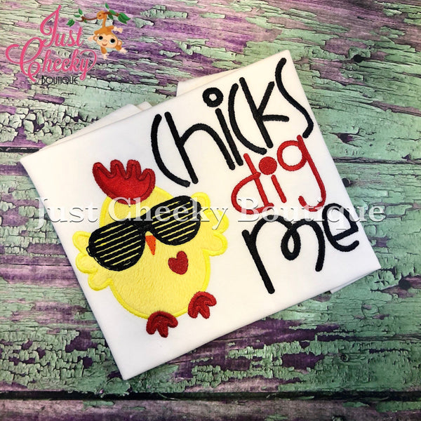 Chicks Dig Me -  Valentine's Day Embroidered Shirt - Girls Valentine's  Shirt - Boys Valentine's Shirt - February 14 - Love - H