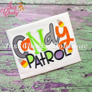 Candy Patrol Embroidered Halloween Shirt - Kids Halloween Shirt - Boys Halloween Shirt - Fall Shirt - Candy Corn