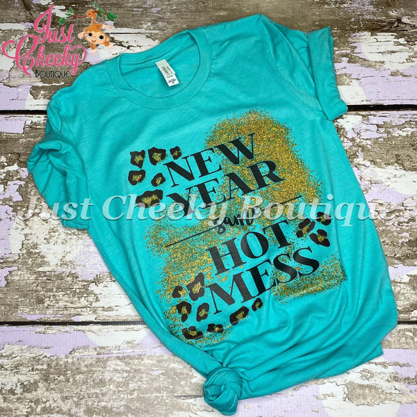 READY TO SHIP, New Year Same Hot Mess Screen Print Shirt-Adult New Years Shirt -Mom New Years Shirt - Winter Shirt-Women's New Years Shirt