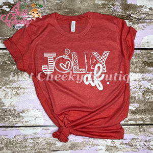 READY TO SHIP, Jolly A F Screen Print Shirt-Adult Christmas Shirt -Mom Christmas Shirt-Women Christmas Shirt-Merry Jolly-Leopard Plaid