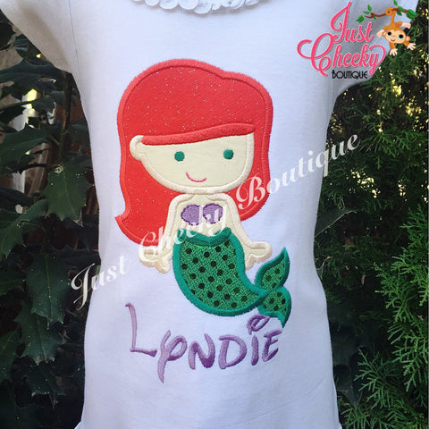 Ariel Inspired Embroidered Shirt - Mermaid Cutie - Disney Vacation - 1st Disney Trip - Disney Princess - Disney Birthday